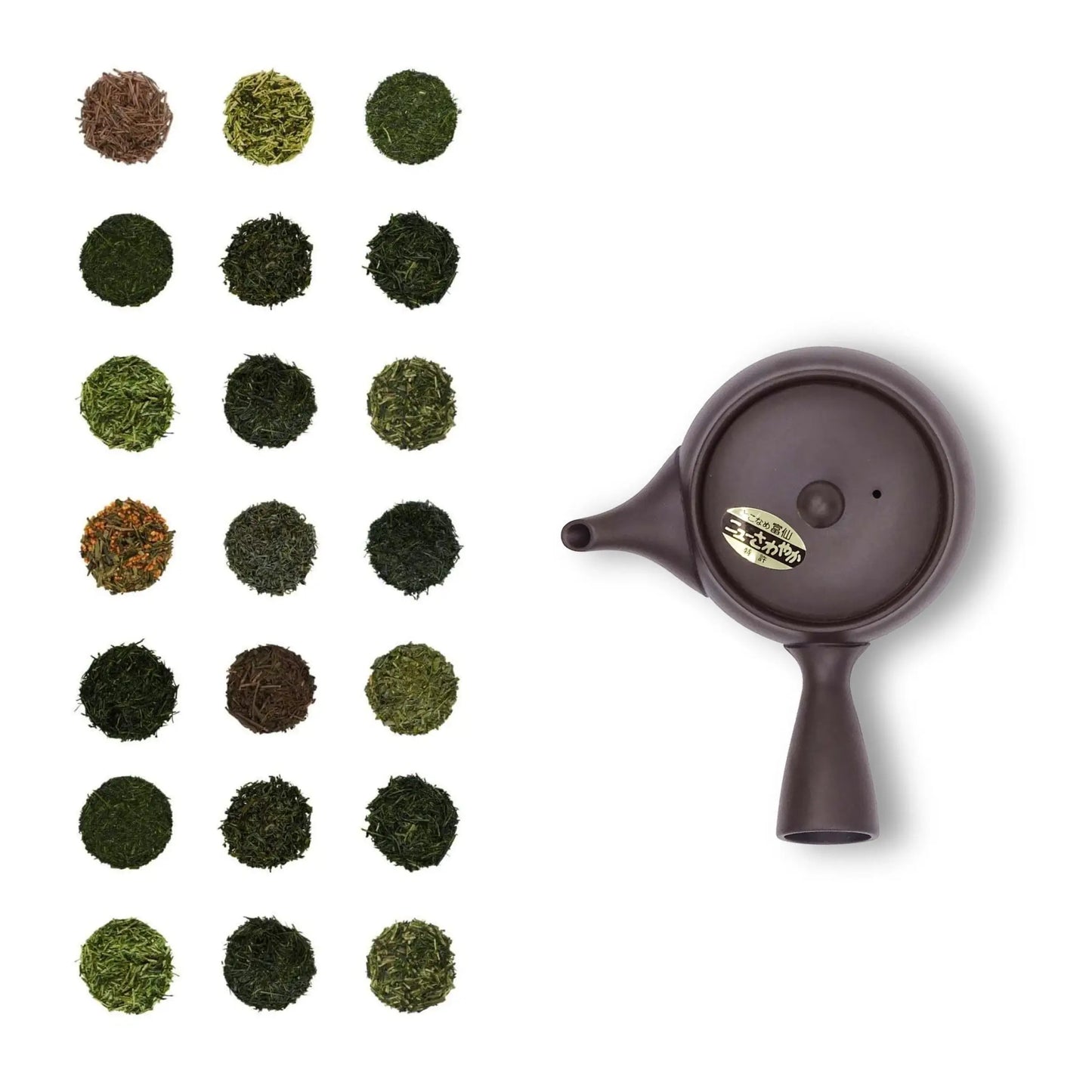 22 Teeproben mit Teekanne