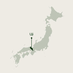 Map of Japan highlighting Uji in Kyoto Prefecture, where Nio Teas tea is grown